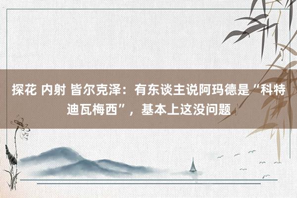 探花 内射 皆尔克泽：有东谈主说阿玛德是“科特迪瓦梅西”，基本上这没问题